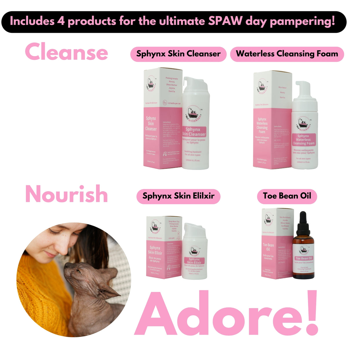 Mr Wrinkles Ultimate Hairless Cat Skincare Kit | Paw to Tail – Mr ...