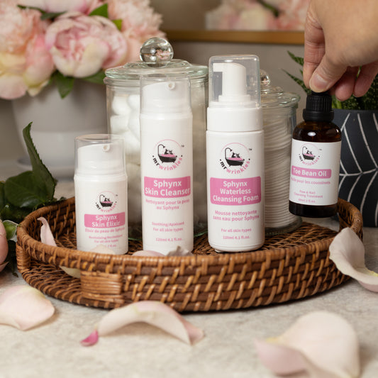 Mr Wrinkles products in a basket with a hand reaching in